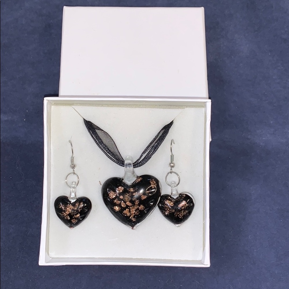 Rose Gold Murano-style Glass Necklace Set
